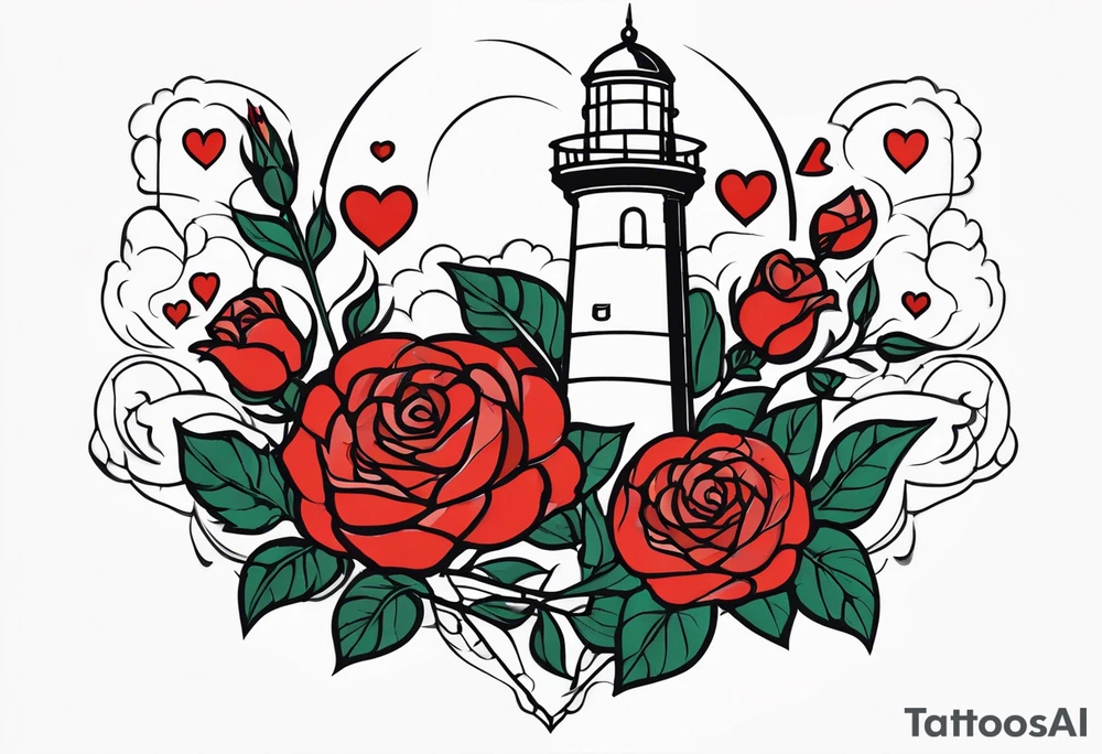Leuchtturm Stacheldraht Rosen Herz tattoo idea