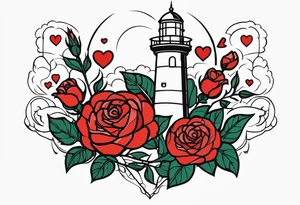 Leuchtturm Stacheldraht Rosen Herz tattoo idea