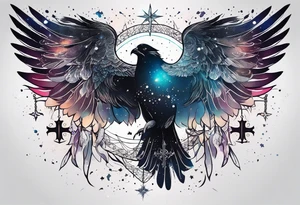 Constellation, wing , animal, snow , cross tattoo idea