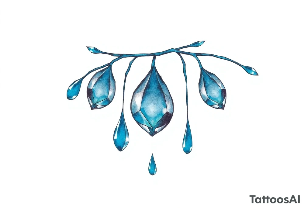 blue rain drops tattoo idea