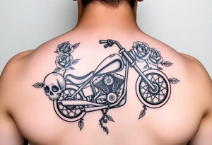 Motorcycle with gothic skulls,roses and female tattoo idea