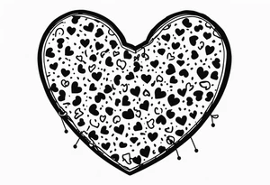 Y2K leopard print heart locket on chain with safety pins tattoo idea