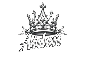 Kings crown on top of the name aiden tattoo idea