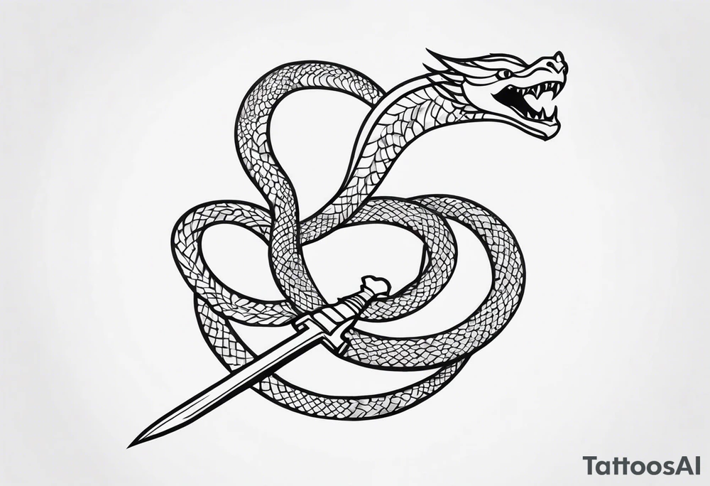 serpent wrapped around sword tattoo idea