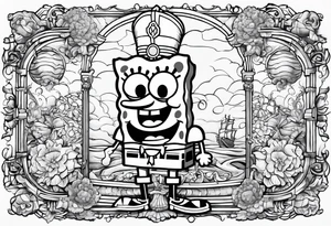 SpongeBob hanging with Marcus Aurelius tattoo idea