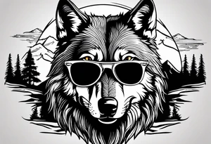 Badass wolf wearing sunglasses
Dark woods
Mountain peaks tattoo idea