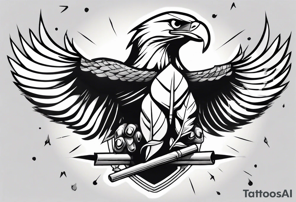 Eagle with a joint in its mouth tattoo idea