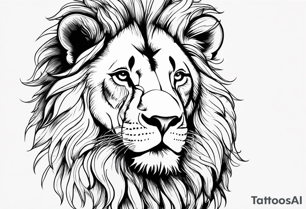 powerful majestic lion, close-up tattoo idea