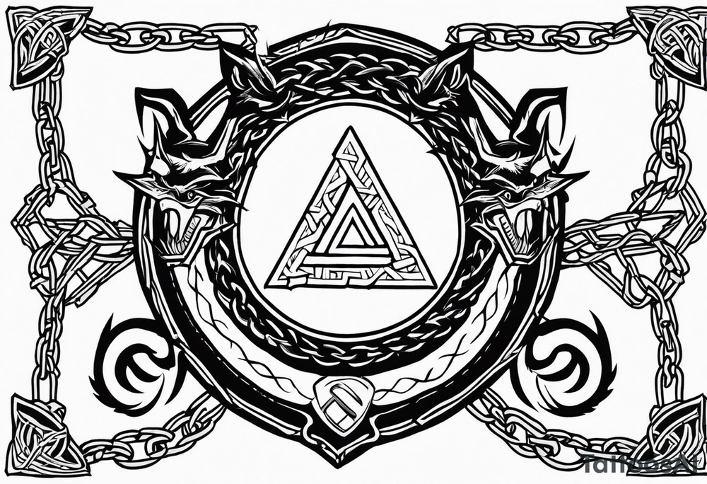 Valhalla sword shield dragon axe Valknut barbed wire chains fire tattoo idea Valhalla sword shield dragon axe Valknut barbed wire chains fire tattoo idea