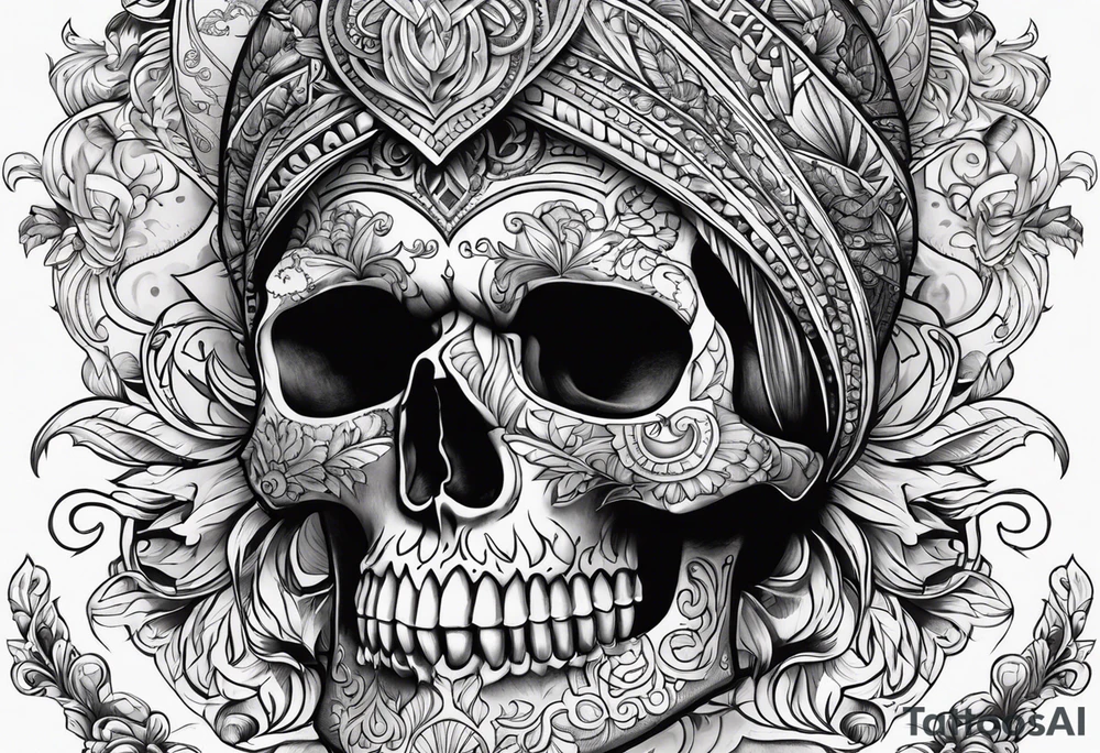 Skull with cool ornaments tattoo idea
