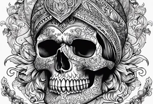 Skull with cool ornaments tattoo idea