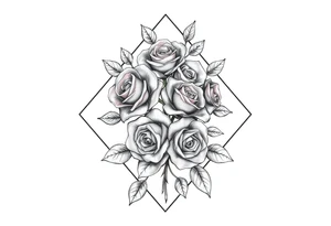 Small Roses filing up the inside of an elongated diamond shape tattoo idea