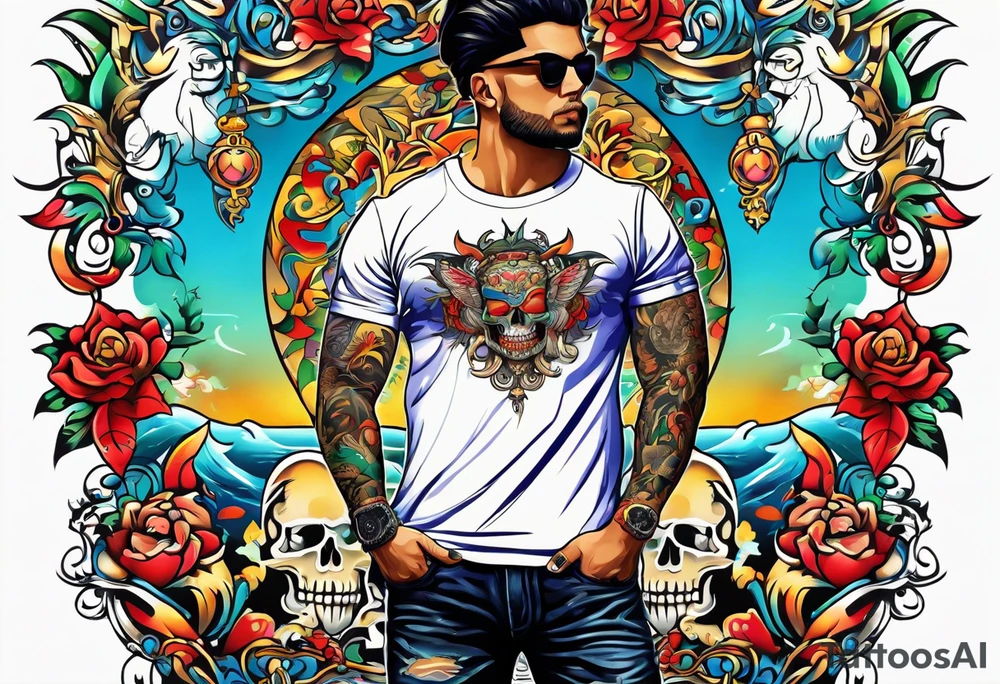 T-shirt with old school tattoo prints tattoo idea