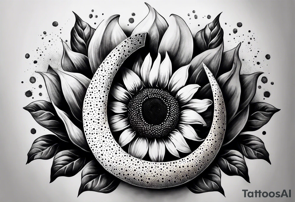 Realistic Horseshoe around a sunflower tattoo idea