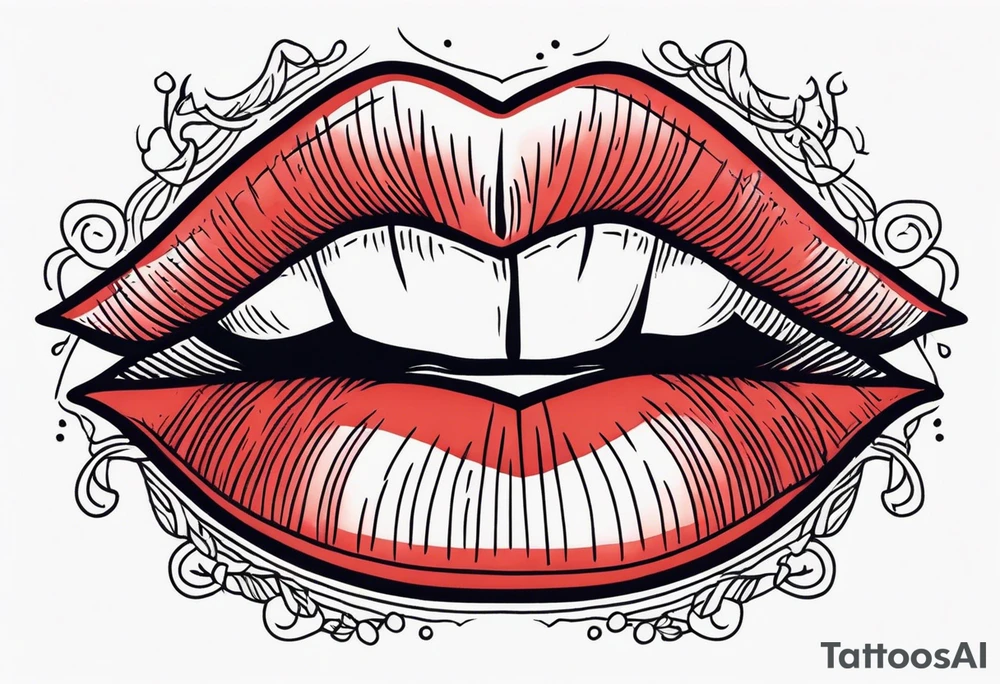 lips singing old school vintage traditional tattoo idea