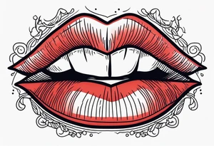 lips singing old school vintage traditional tattoo idea