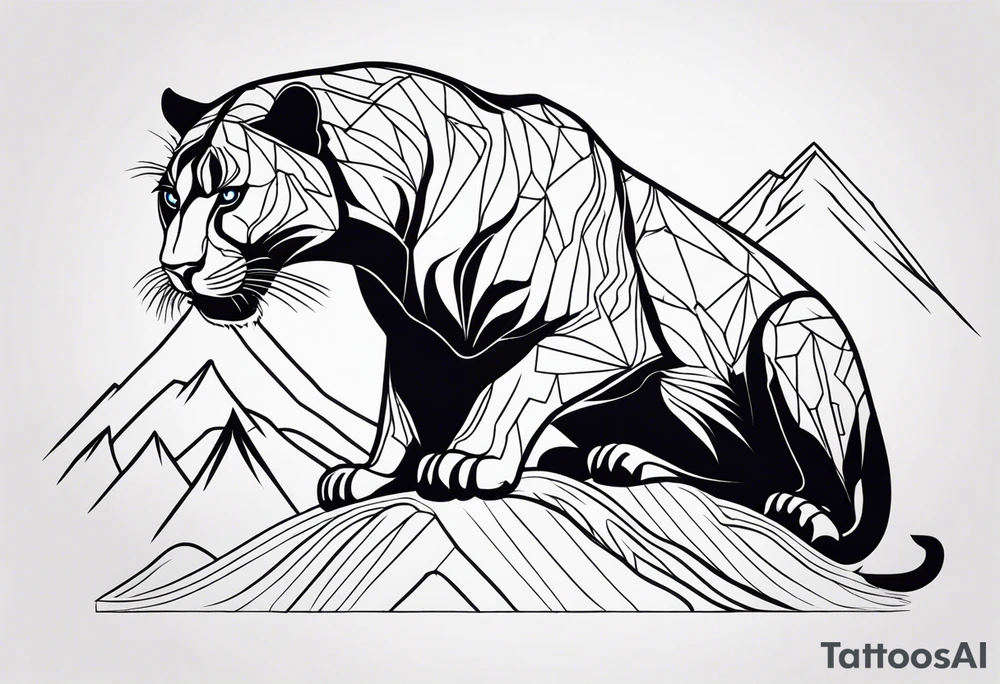panther in mountains tattoo idea