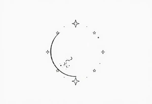 Moon and stars tattoo idea