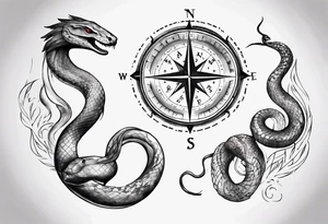 Compass tatoo with snake and gemini tattoo idea