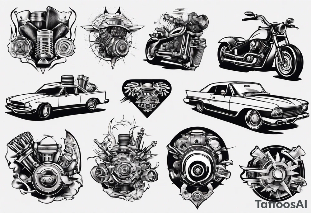 car engine tattoo idea