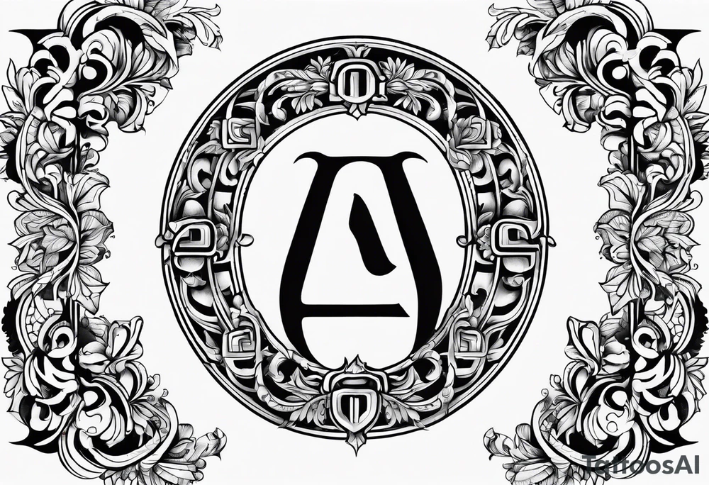 Greek Capital Letter Omega symbol black magic style tattoo idea