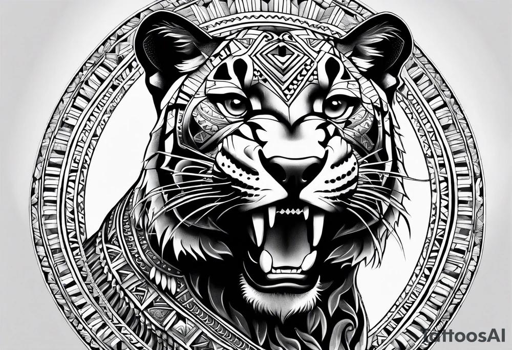 aztec black jaguar sitting tattoo idea