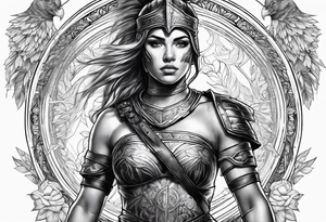 Female gladiator full body tattoo idea