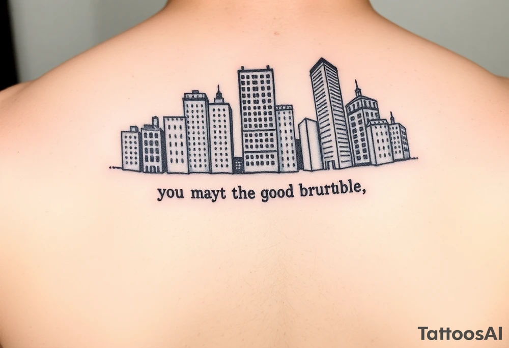 Words out of buildings with inspirational saying tattoo idea