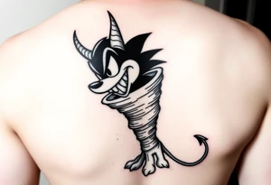 LOONEY toons tazmanian devil with half his body a tornado add initials BD, TD, LJ, MA, HE in the tornado on an upper arm tattoo idea