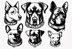 a dog with 6
 collars tattoo idea