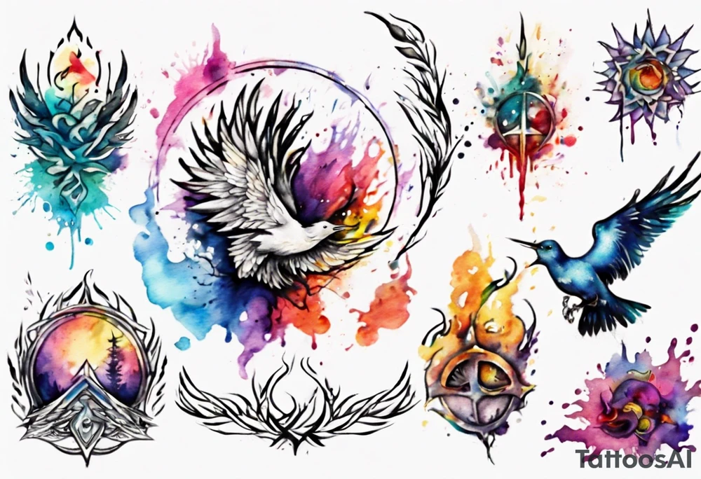 Paint spkatter inner peace tattoo idea