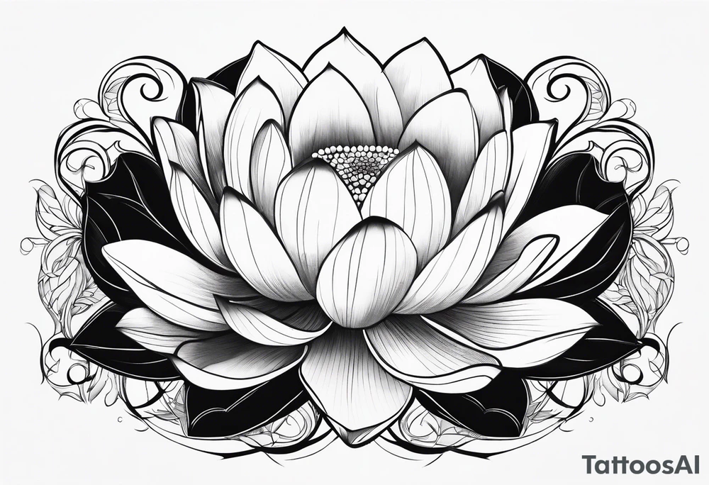 a masculine line drawing of a lotus flower tattoo idea