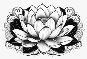 a masculine line drawing of a lotus flower tattoo idea