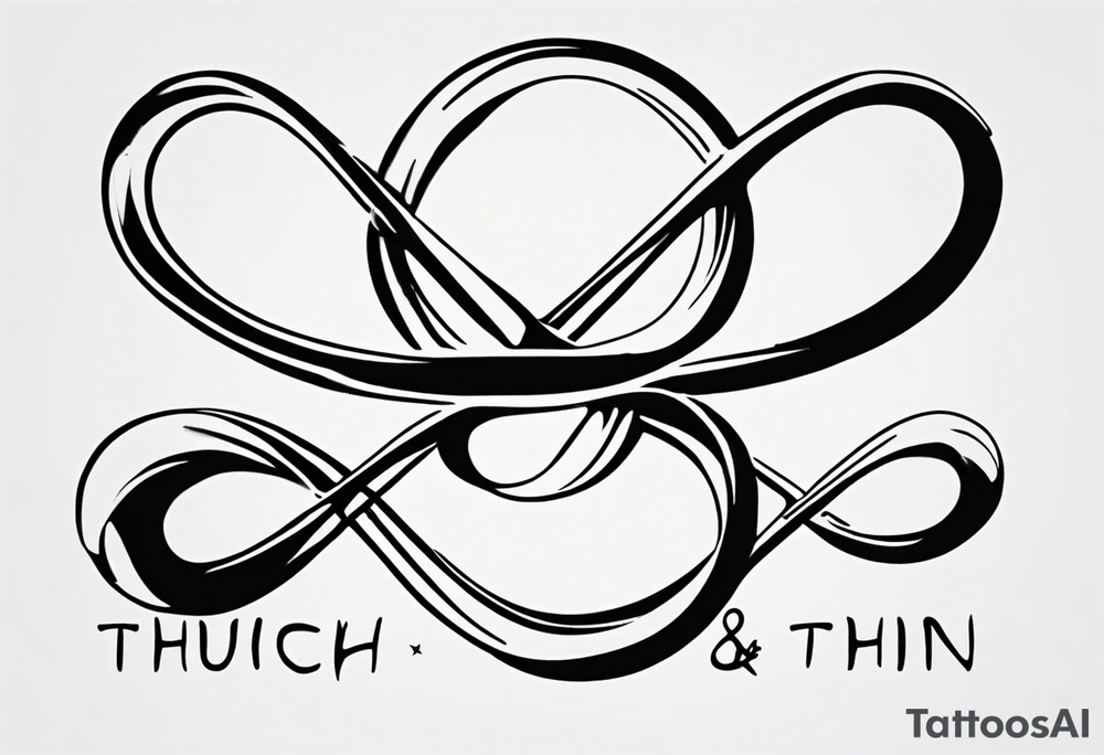 text "Through thick & thin". written in the shape of an infinity sign tattoo idea