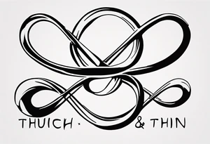 text "Through thick & thin". written in the shape of an infinity sign tattoo idea
