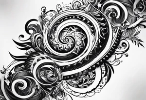 Elemental spiral arm sleeve tattoo idea