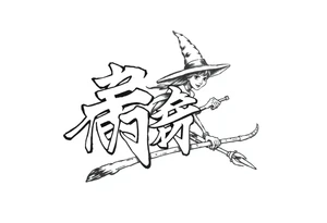 The word “싸이커스” and witch tattoo idea