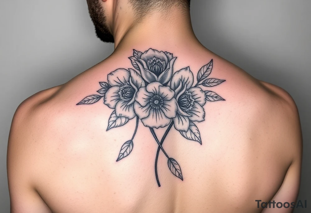 Floral tattoo showing the dissonance between a people pleaser and a rebel tattoo idea