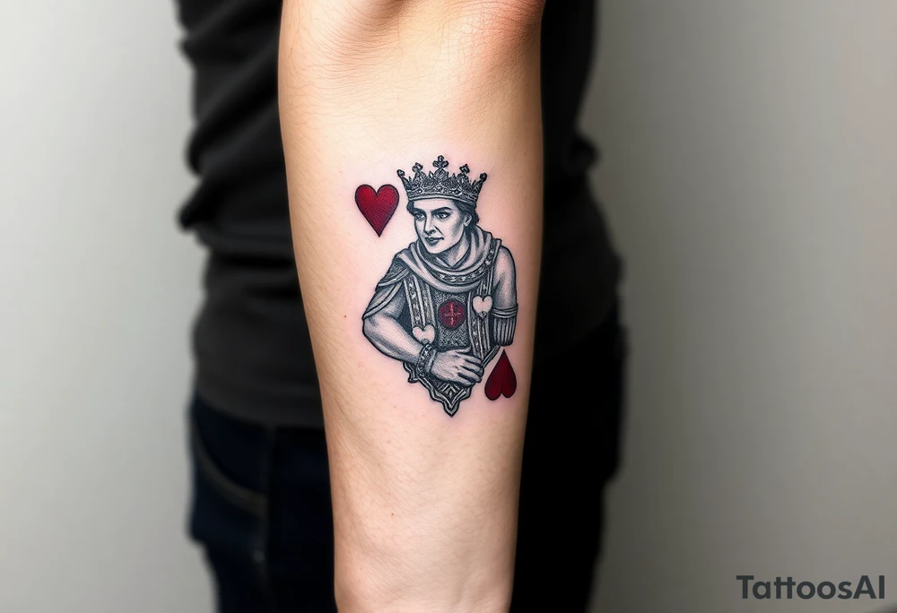 neo traditional king of hearts tattoo idea