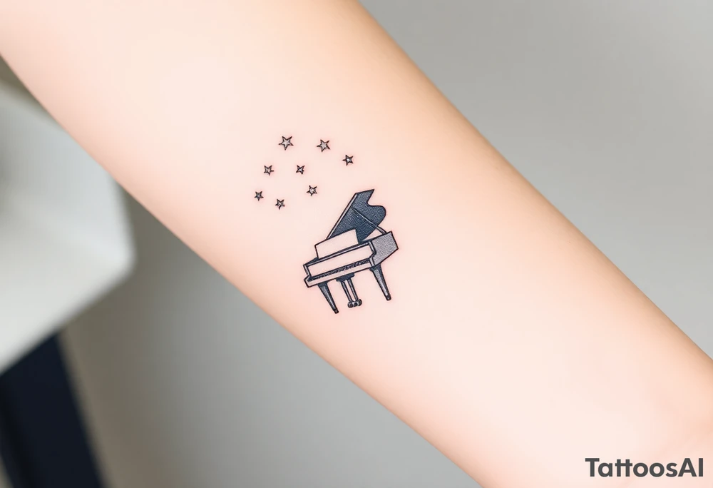 grand piano under stars tattoo idea