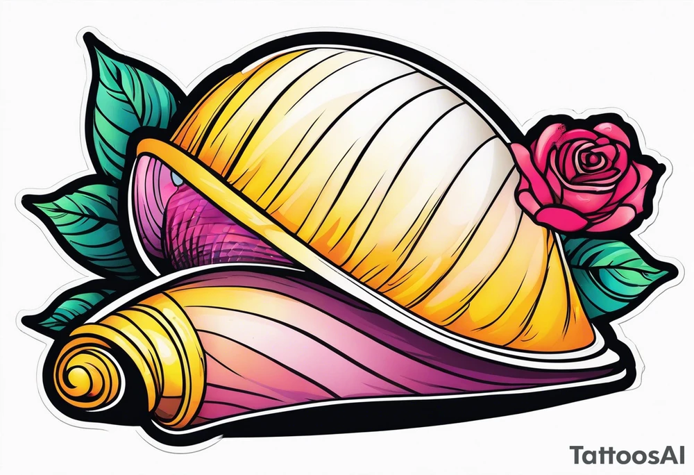 Shell with rose tattoo idea