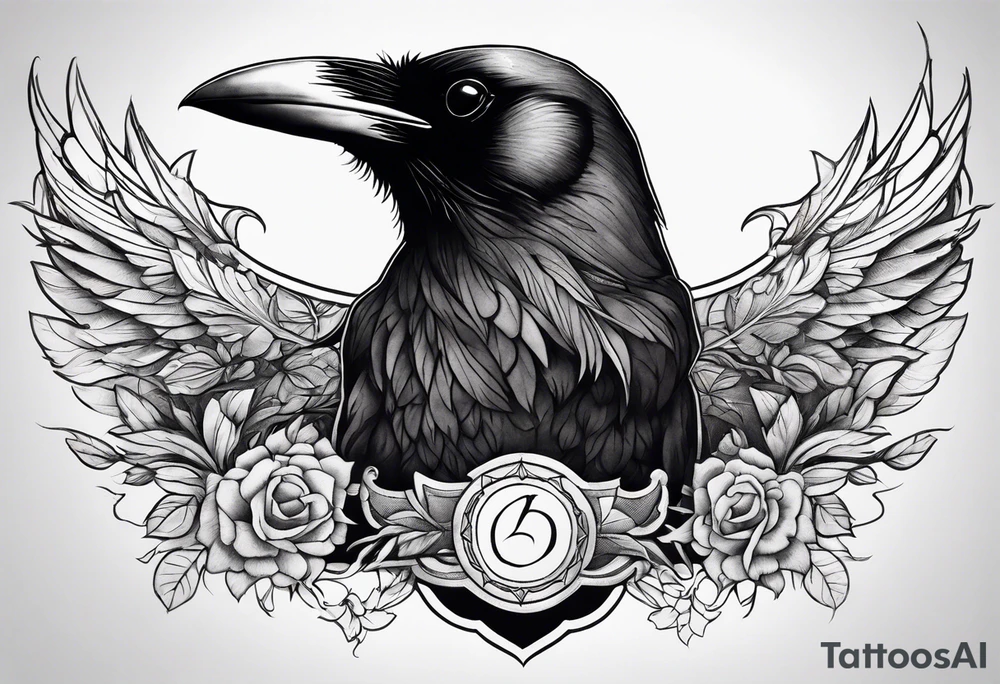 A raven on the chest tattoo idea