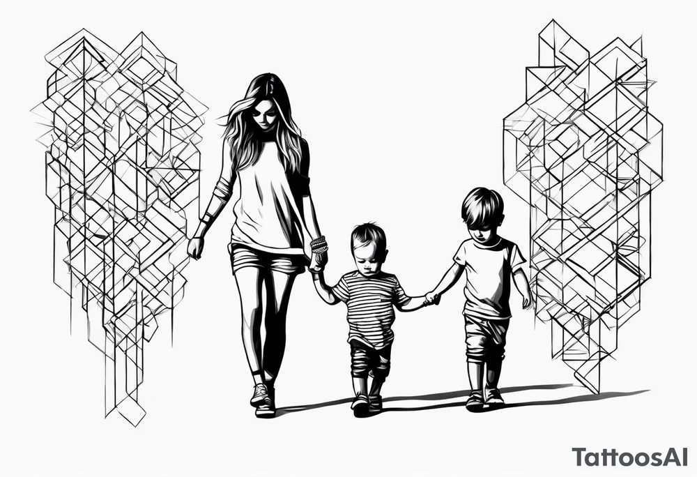 little 
1 little boy 1 little girl 1 toddler girl walking tattoo idea