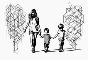 little 
1 little boy 1 little girl 1 toddler girl walking tattoo idea