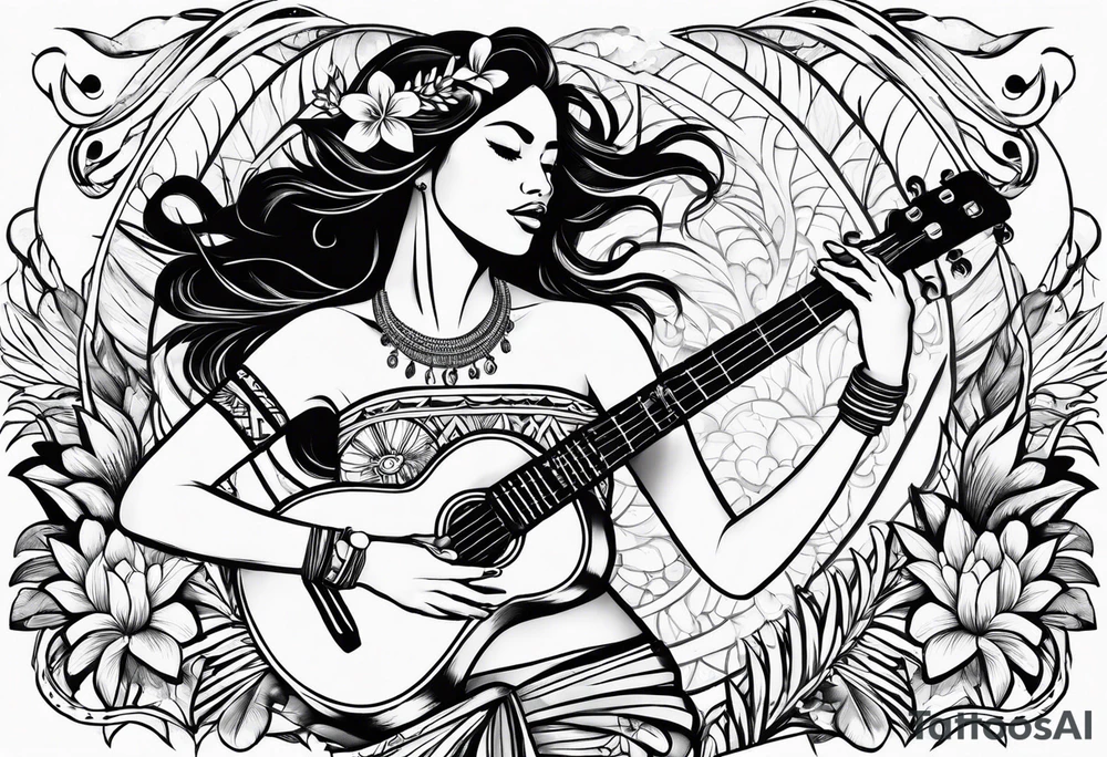 vahine dance with ukulele tattoo idea