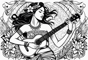 vahine dance with ukulele tattoo idea