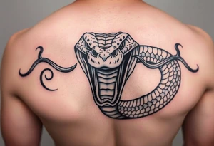 A dangerous snake it has a wide shaped cobra head with a mouth full of sharp teeth and long fangs like a sab tattoo idea