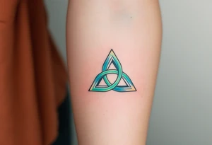 A triquetra, in green and blue tattoo idea