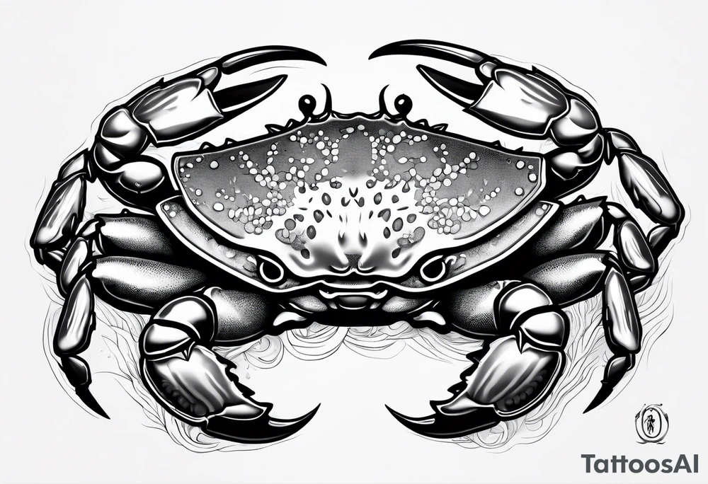 Crab con numero 69 nelle chele tattoo idea