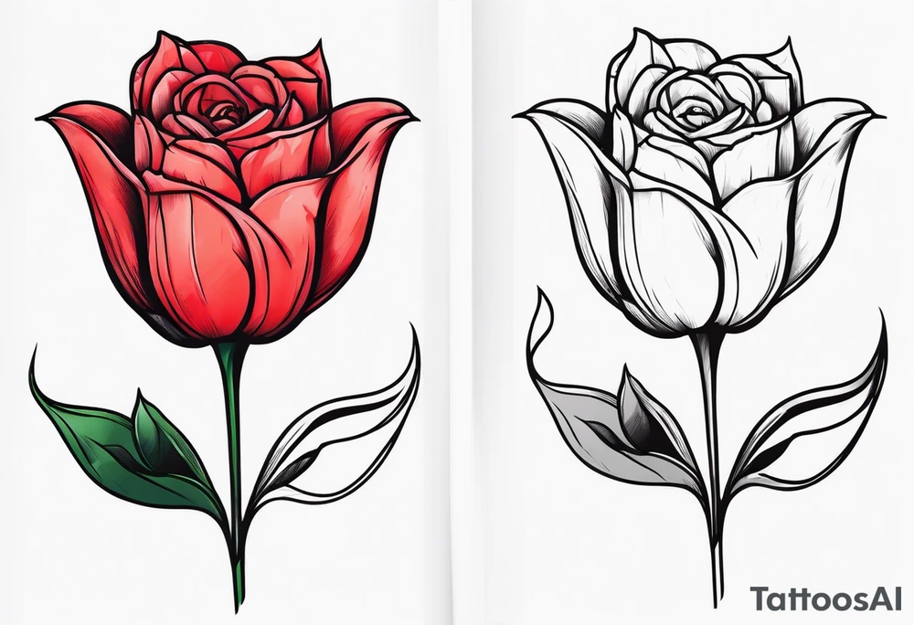 One tulip & one rose tattoo idea